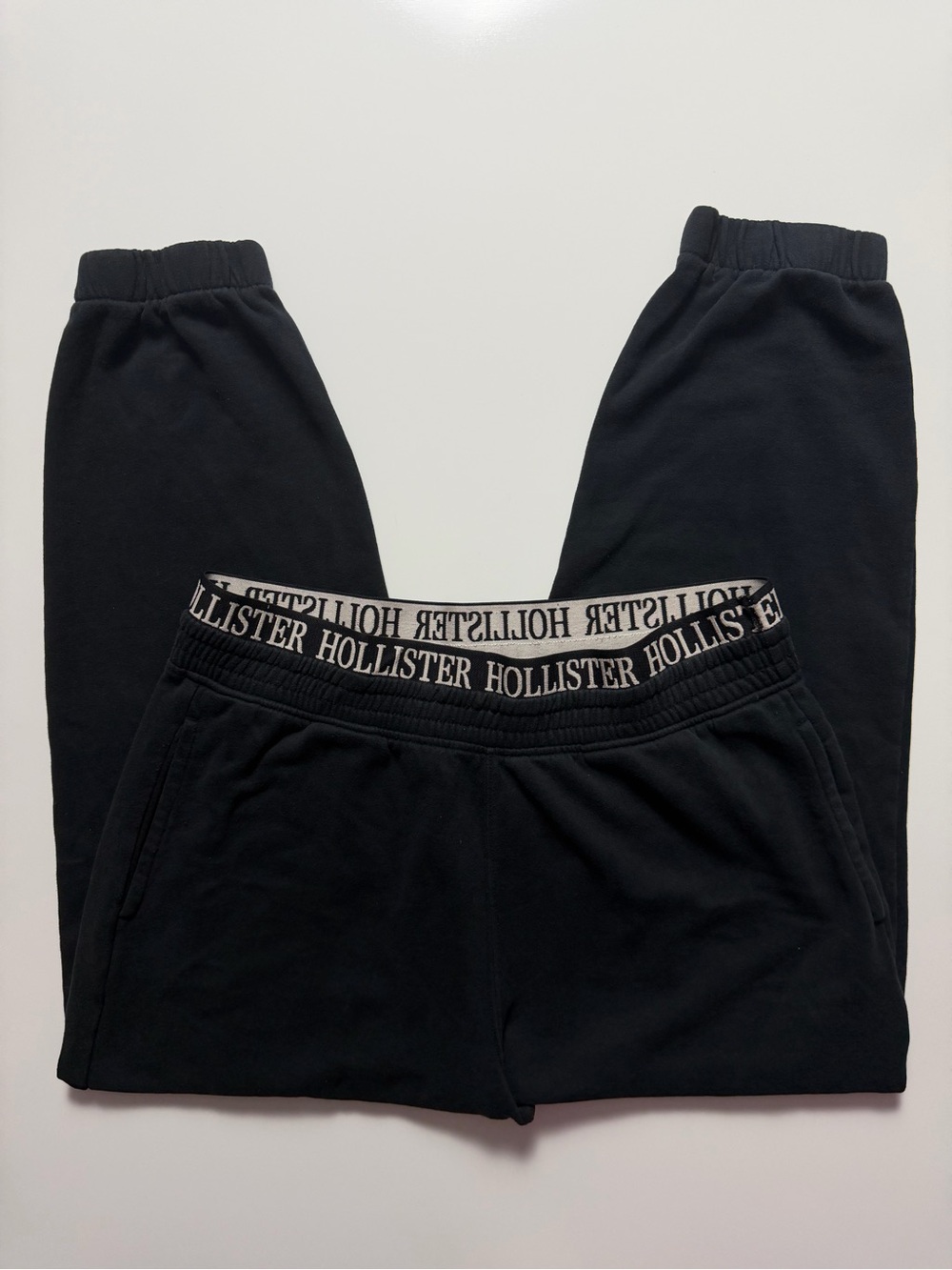 Hollister Logo Waistband Joggers, Black, Size L